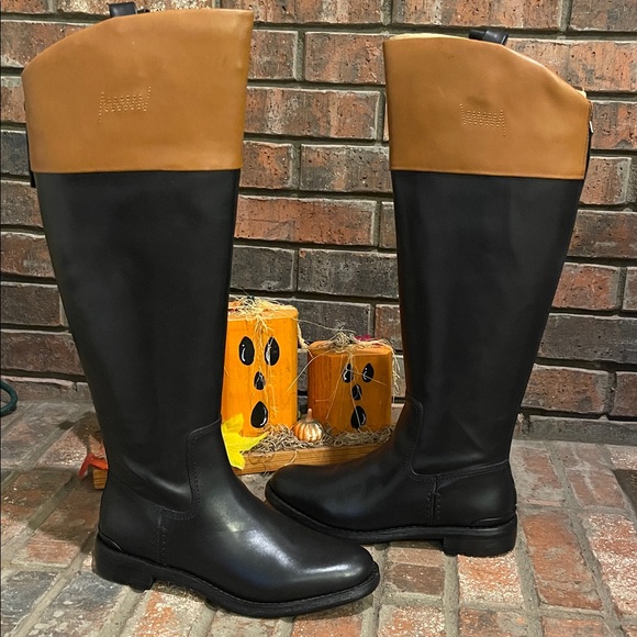 Franco Sarto Women's Black and Brown Riding Boots Sz 6 - Picture 3 of 10